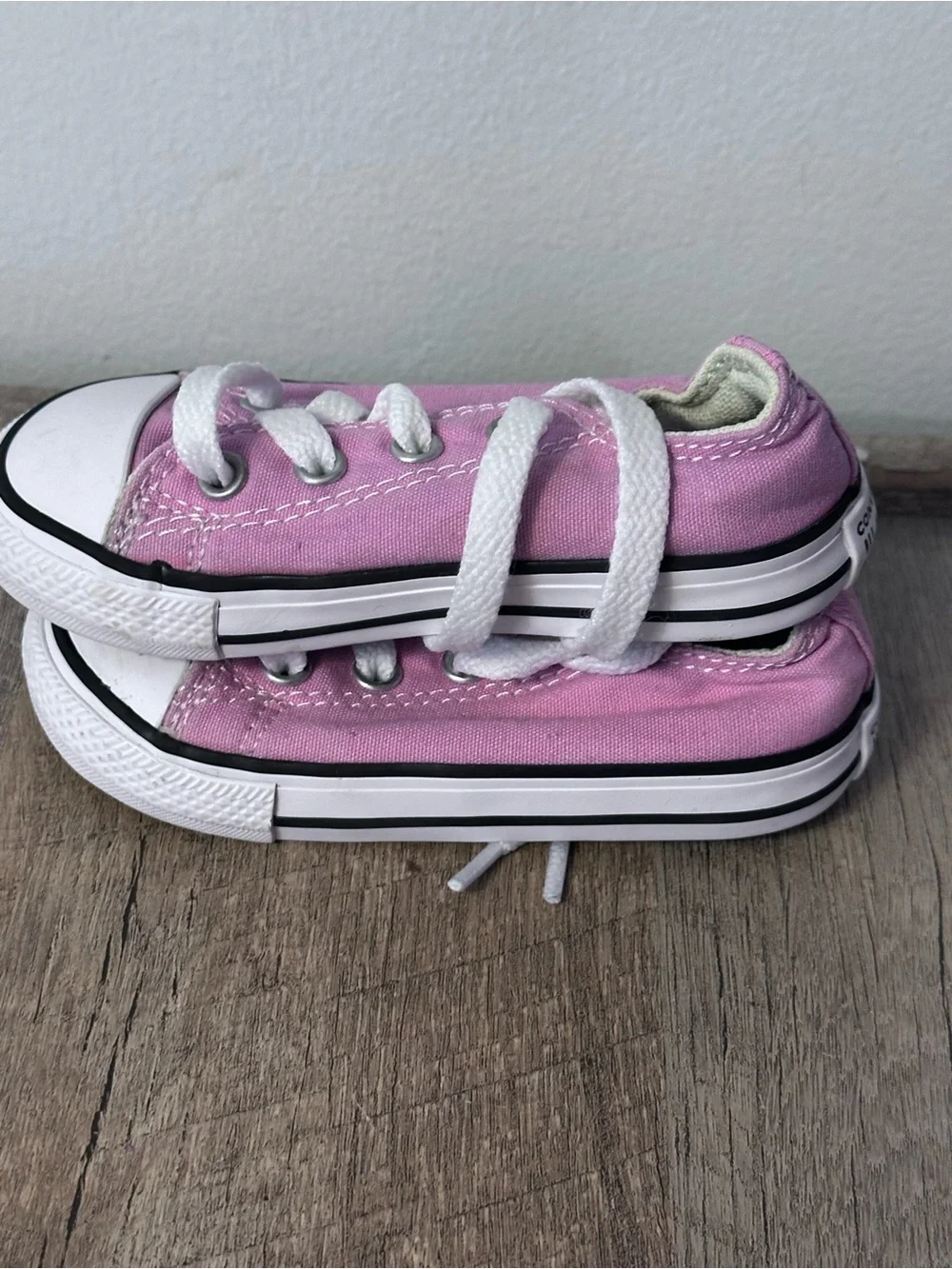 Converse Pink Canvas Kids Lace-Up Sneakers with White Toe